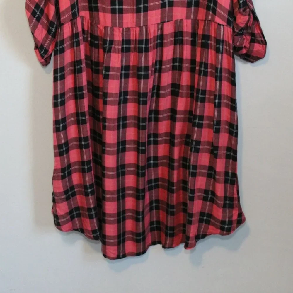 Torrid Lexie Plaid Hi-Lo Challis Tunic Red Black Women's Plus Size 3 3X H11863 - Picture 11 of 11